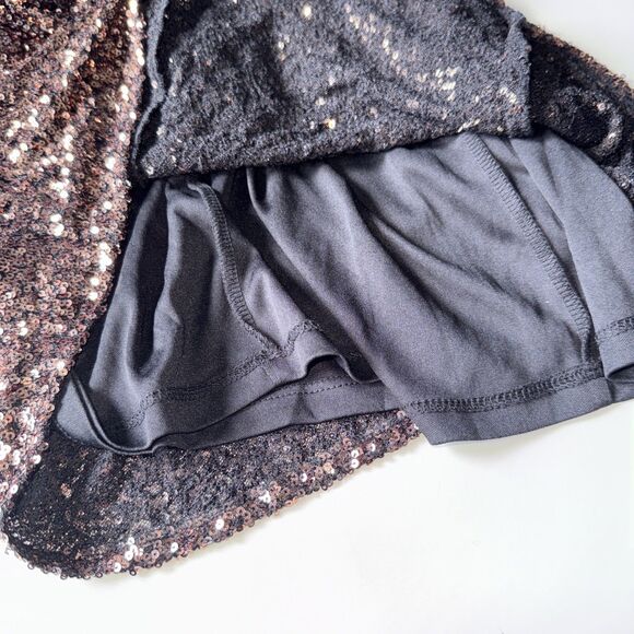 Astr The Label Sequin Twist Front Mini Dress in Black Gold Size Small - Picture 7 of 7